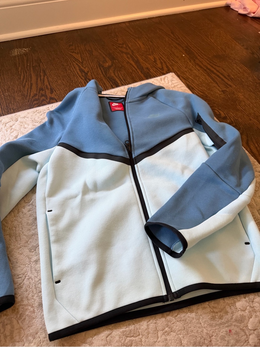 Nike Light Blue and Slate Blue Hooded Full-Zip Fleece Jacket NIKE TECH BOYS